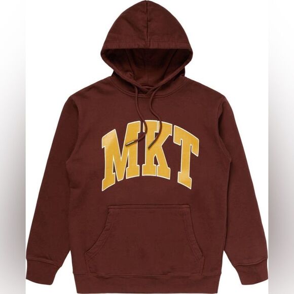 Market Brown  MKT Logo Acorn Arc Graphic Hoodie Size Medium - Picture 1 of 5